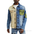 Two Color Patchwork Jean Jacket For Men